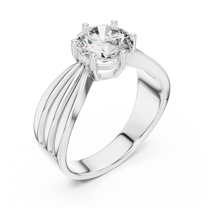 Contemporary Split-Shoulder Solitaire Engagement Ring