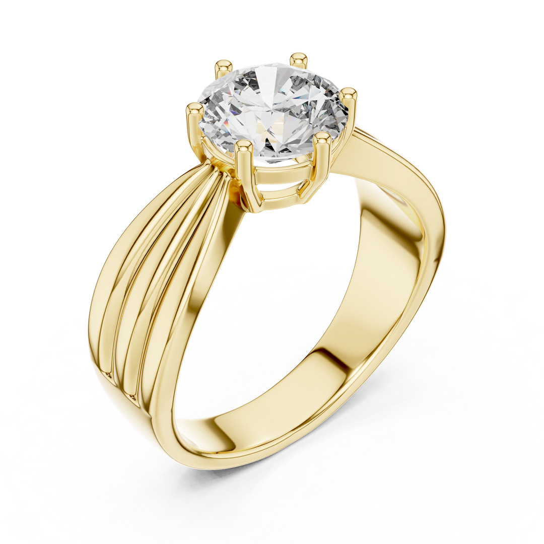 Contemporary Split-Shoulder Solitaire Engagement Ring
