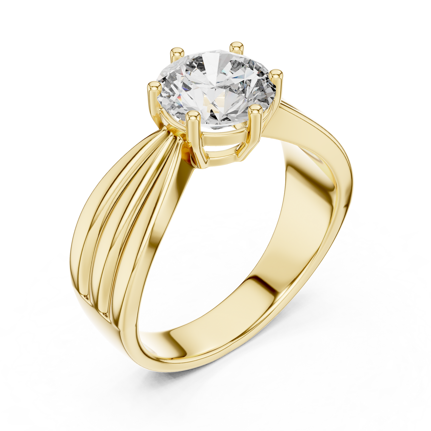 Contemporary Split-Shoulder Solitaire Engagement Ring