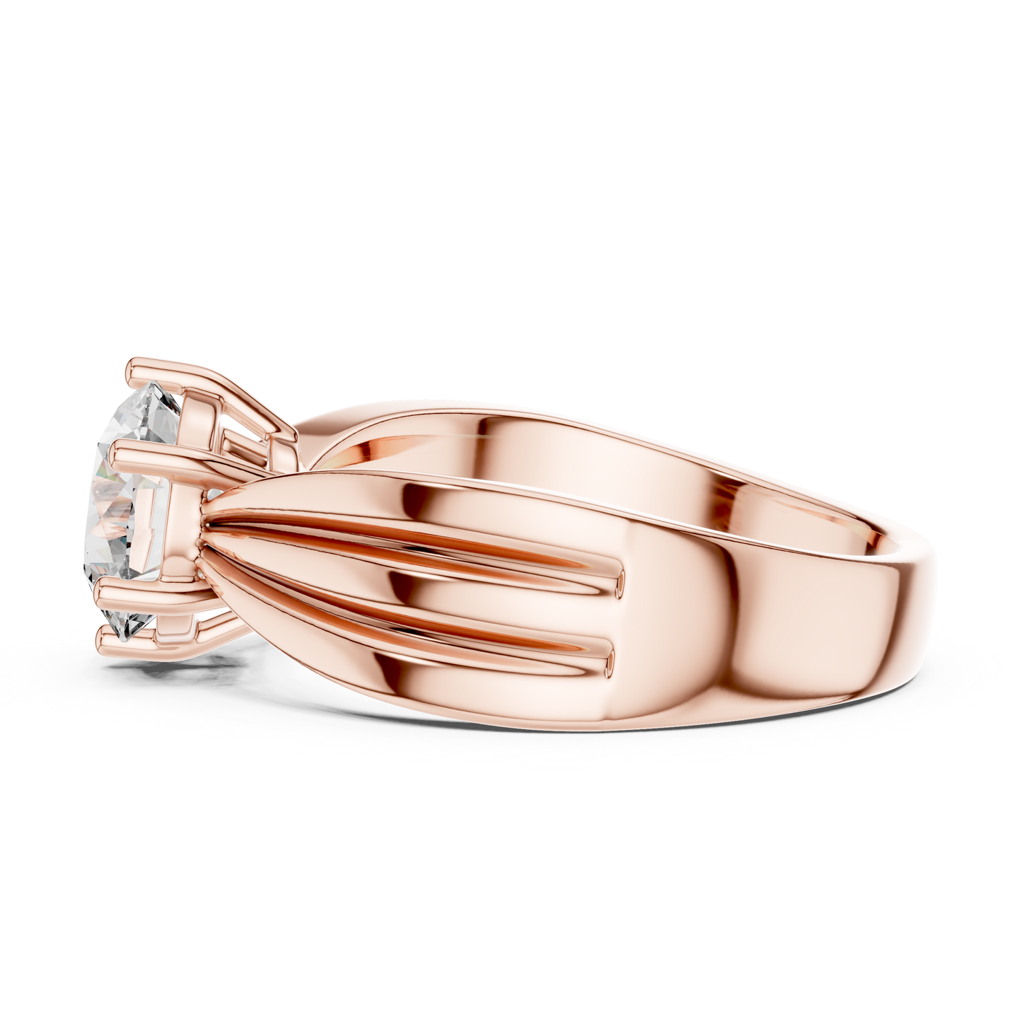 Contemporary Split-Shoulder Solitaire Engagement Ring