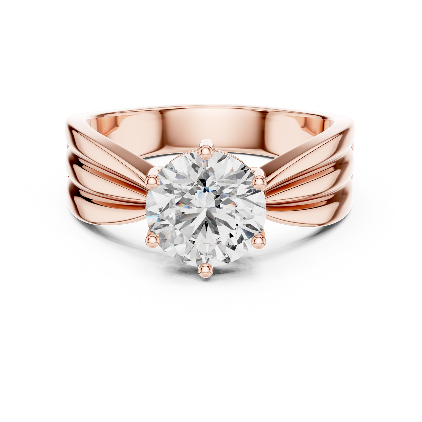 Contemporary Split-Shoulder Solitaire Engagement Ring