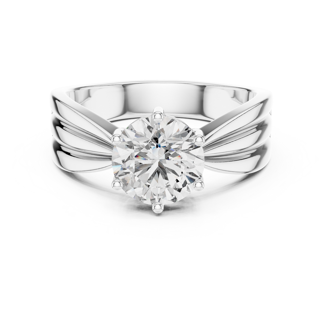 Contemporary Split-Shoulder Solitaire Engagement Ring