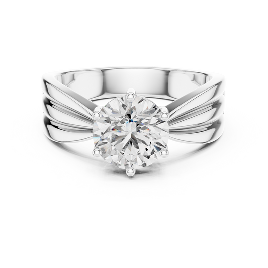 Contemporary Split-Shoulder Solitaire Engagement Ring