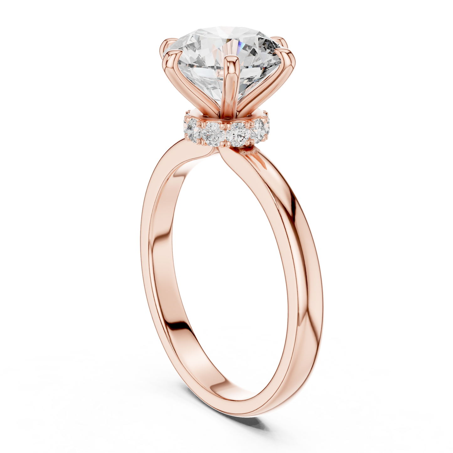 Round Solitaire Halo Engagement Ring