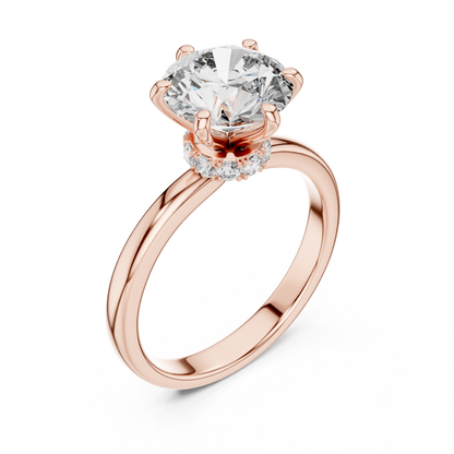 Round Solitaire Halo Engagement Ring