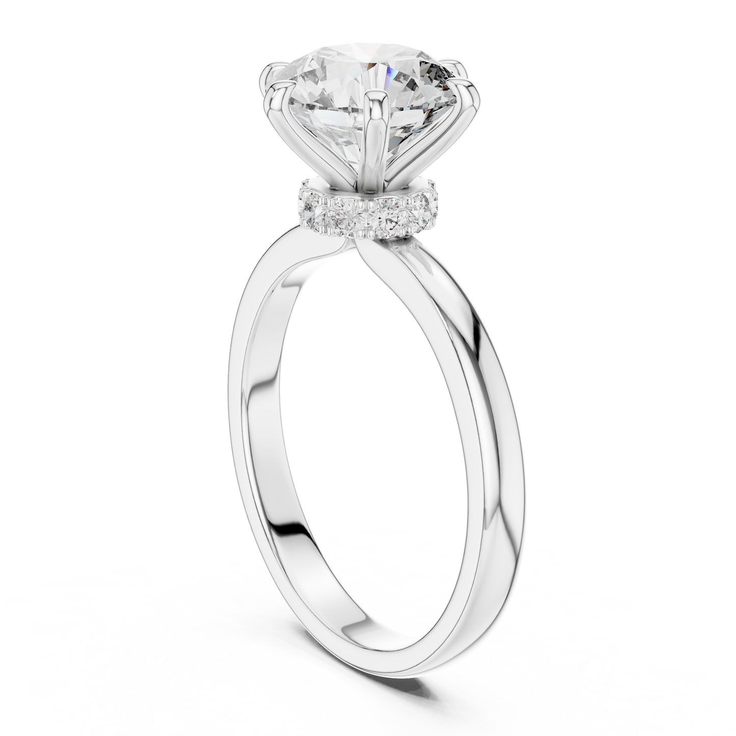 Round Solitaire Halo Engagement Ring