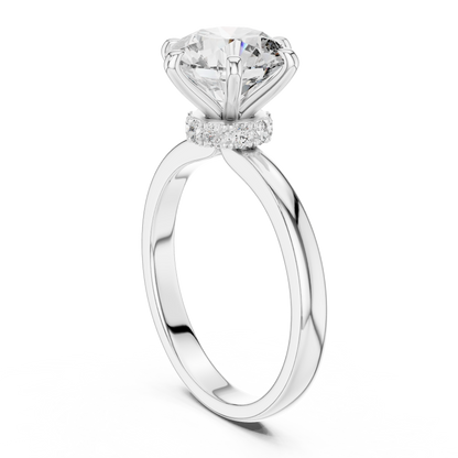 Round Solitaire Halo Engagement Ring
