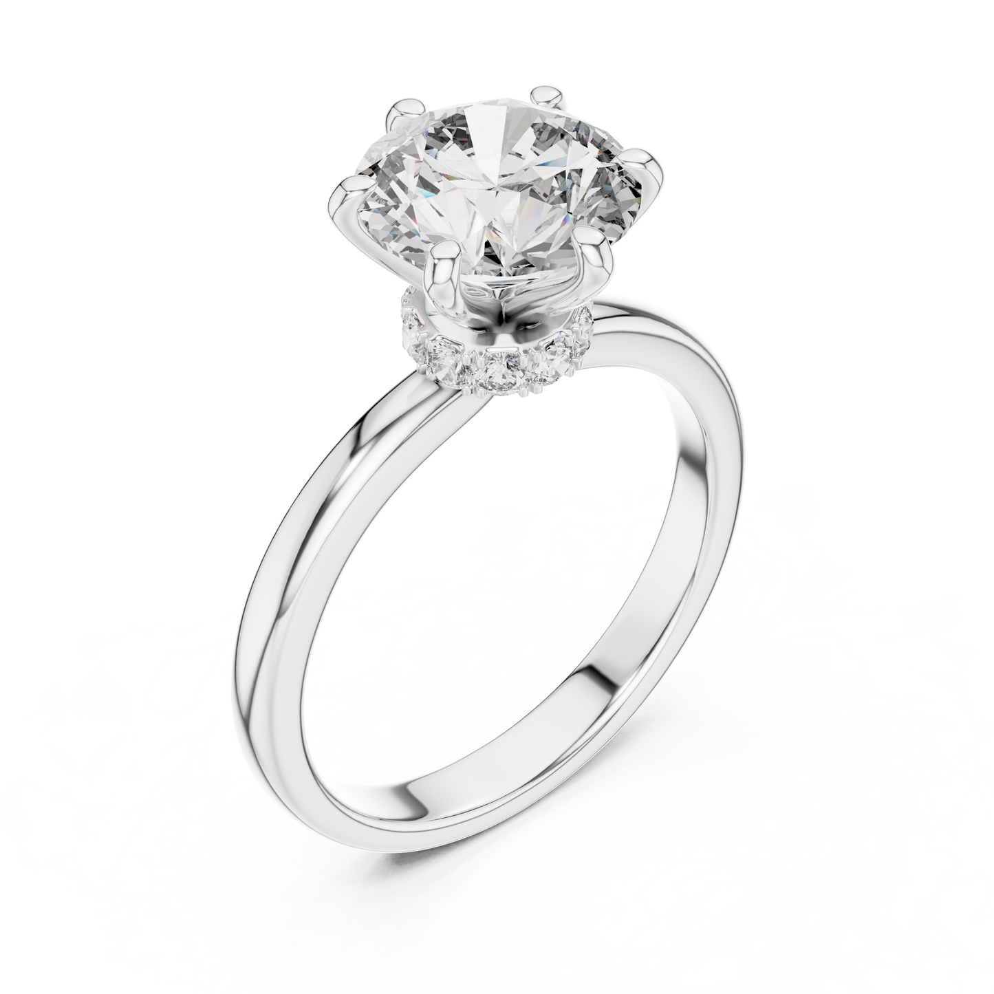 Round Solitaire Halo Engagement Ring