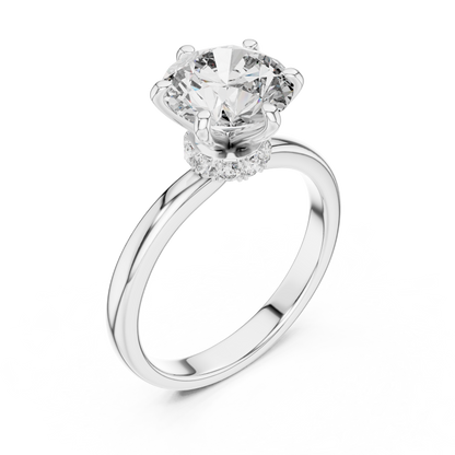 Round Solitaire Halo Engagement Ring