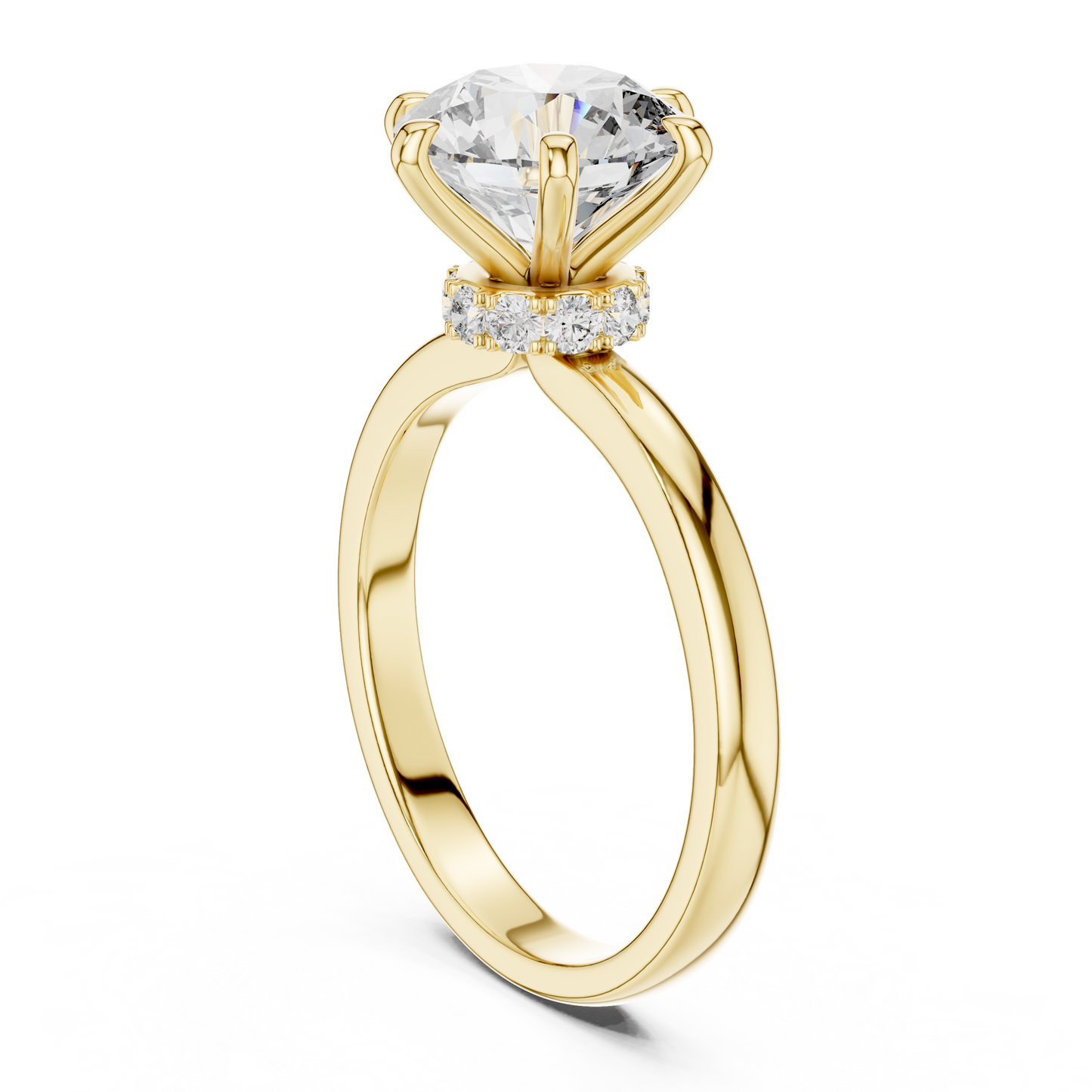 Round Solitaire Halo Engagement Ring