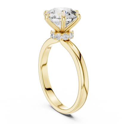 Round Solitaire Halo Engagement Ring