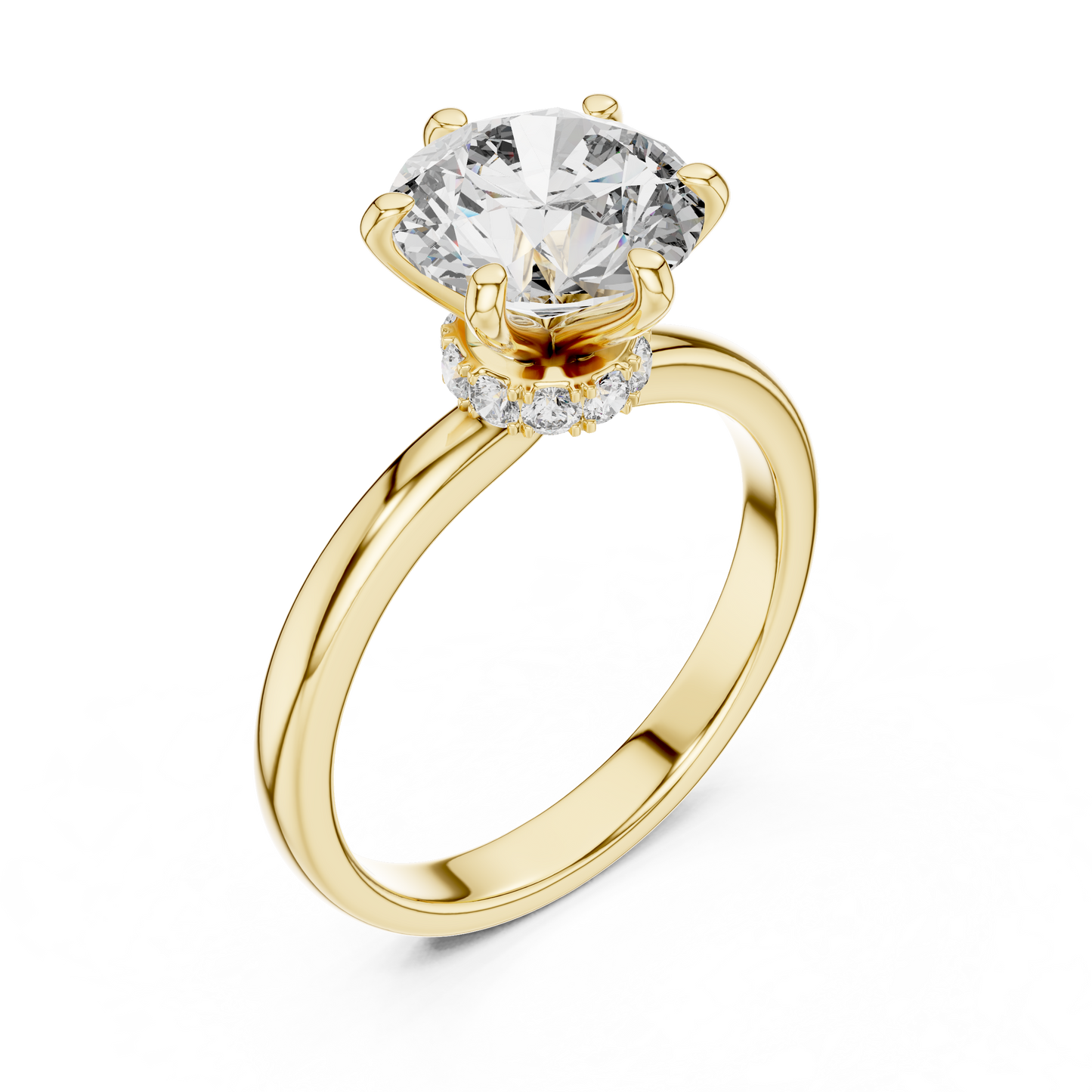 Round Solitaire Halo Engagement Ring