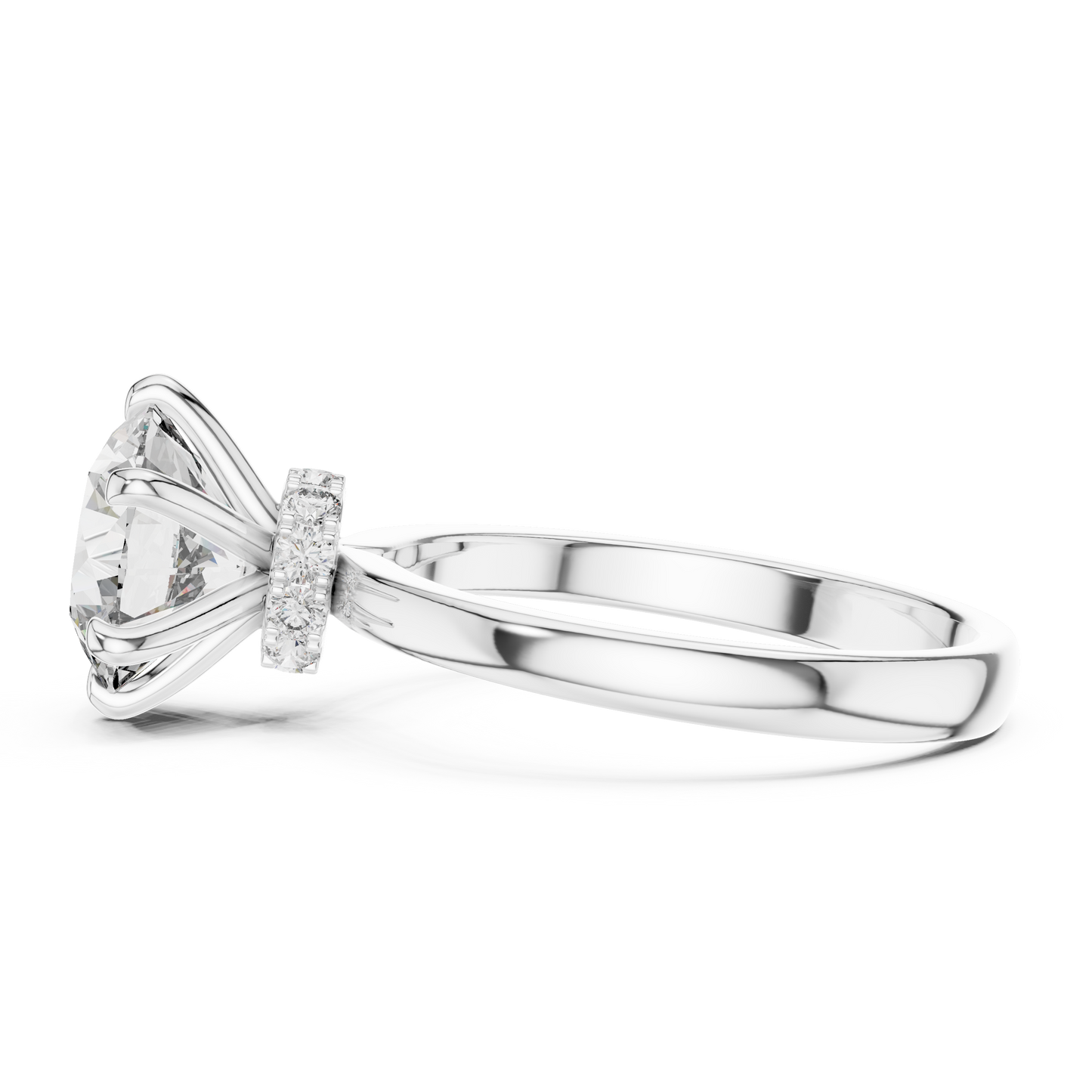 Round Solitaire Halo Engagement Ring