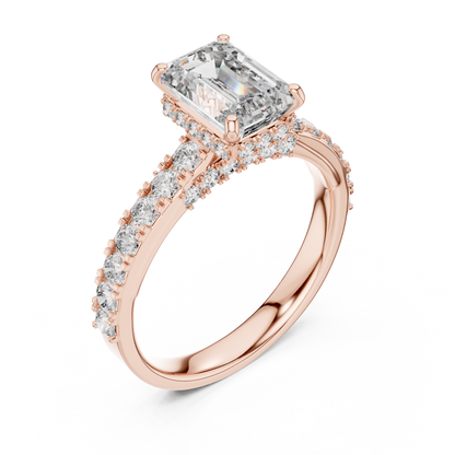 Emerald-Cut Collet-Set Diamond Engagement Ring