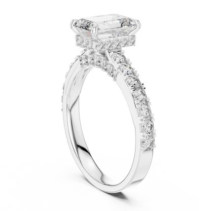 Emerald-Cut Collet-Set Diamond Engagement Ring