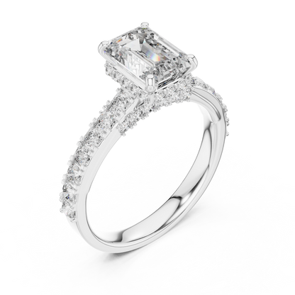 Emerald-Cut Collet-Set Diamond Engagement Ring