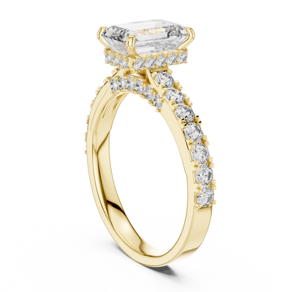 Emerald-Cut Collet-Set Diamond Engagement Ring