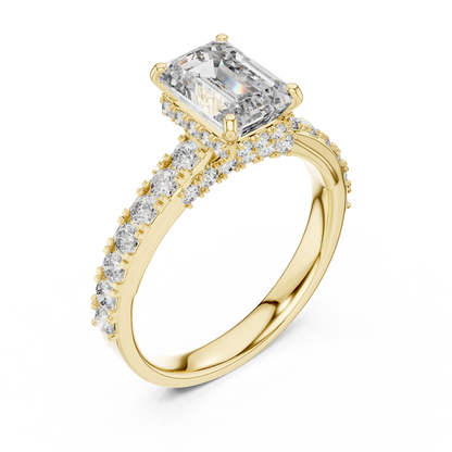Emerald-Cut Collet-Set Diamond Engagement Ring