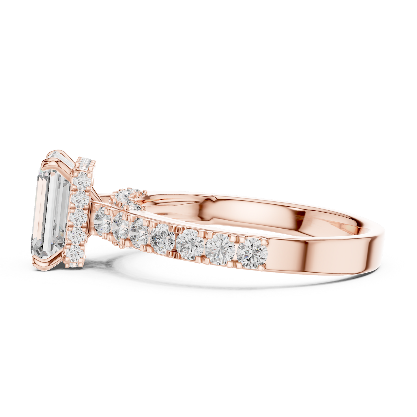 Emerald-Cut Collet-Set Diamond Engagement Ring