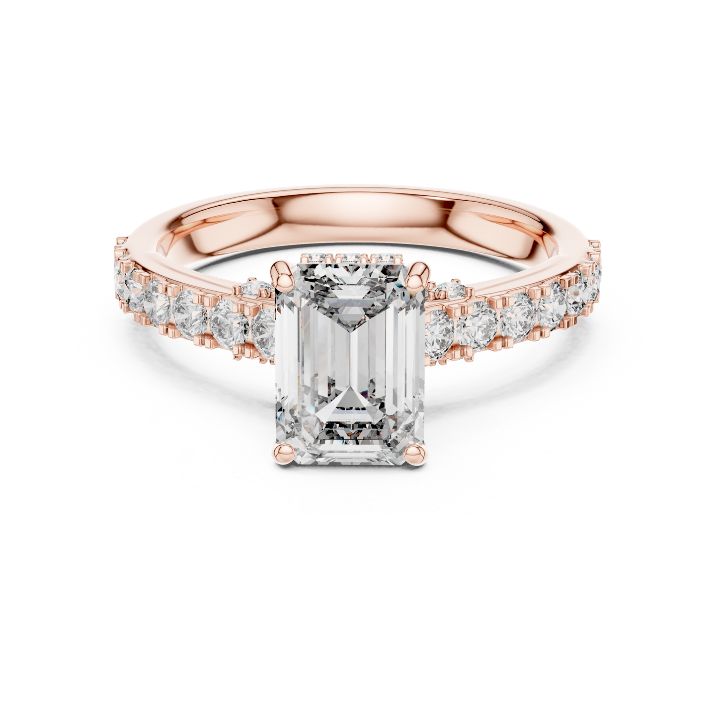 Emerald-Cut Collet-Set Diamond Engagement Ring