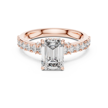 Emerald-Cut Collet-Set Diamond Engagement Ring