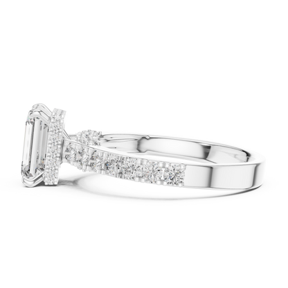 Emerald-Cut Collet-Set Diamond Engagement Ring