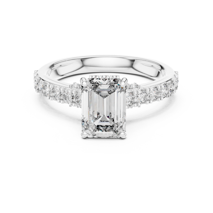 Emerald-Cut Collet-Set Diamond Engagement Ring