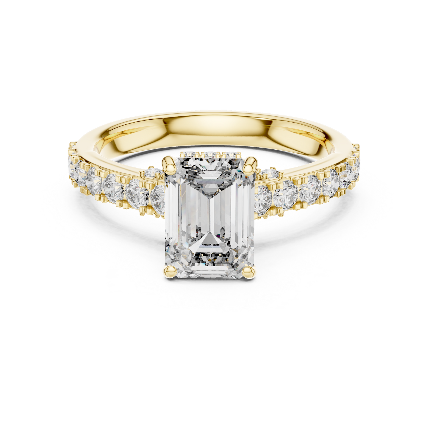 Emerald-Cut Collet-Set Diamond Engagement Ring