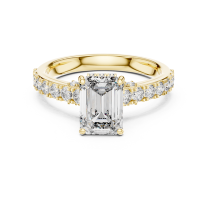 Emerald-Cut Collet-Set Diamond Engagement Ring