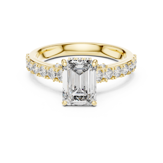 Emerald-Cut Collet-Set Diamond Engagement Ring