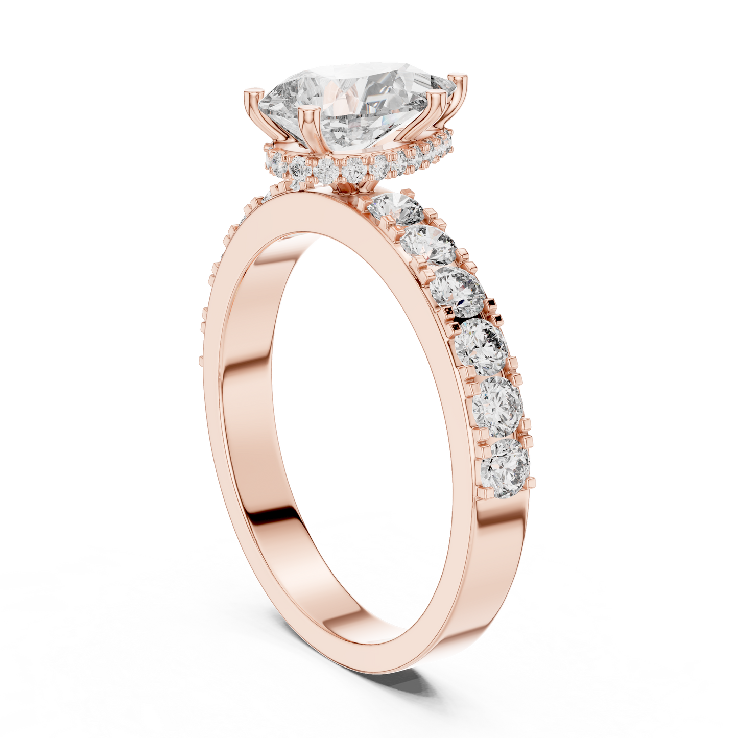 Classic Pear Diamond Ring with Graduated Shoulders