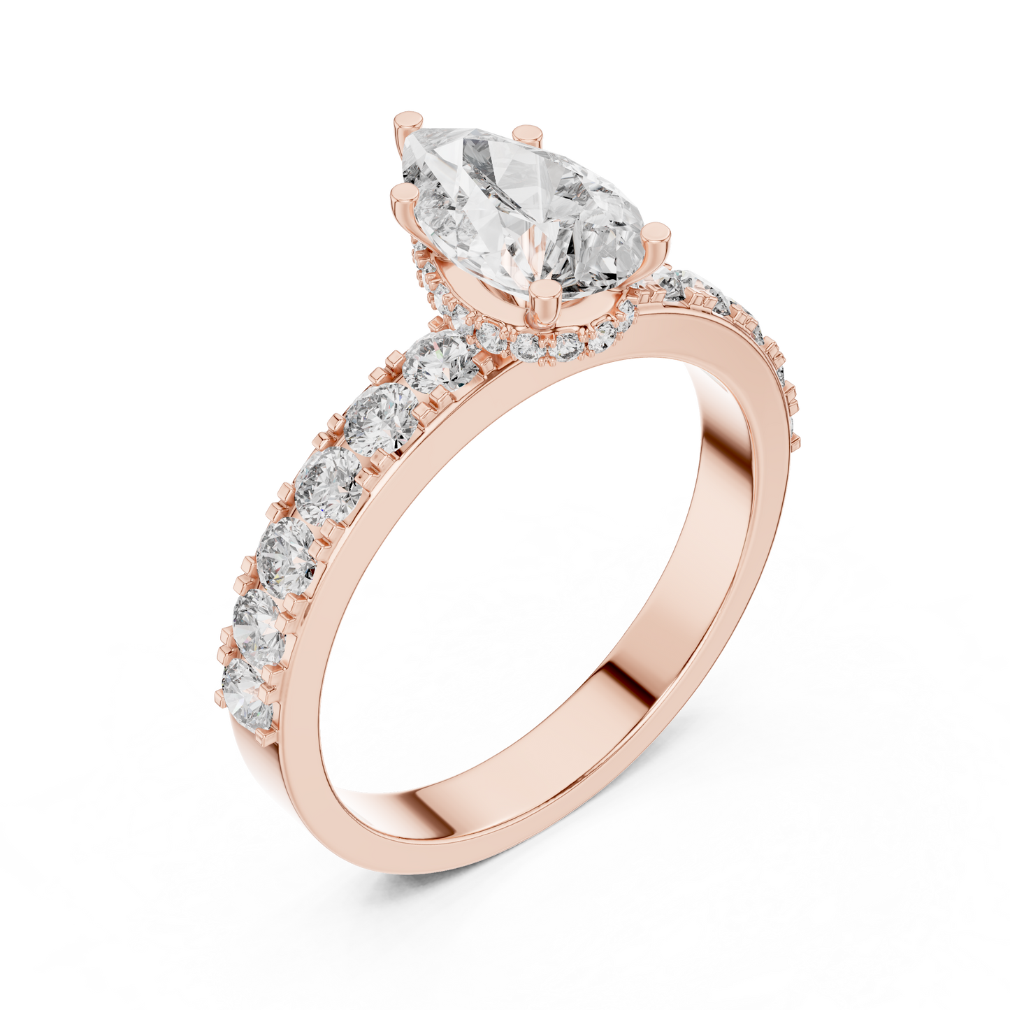 Classic Pear Diamond Ring with Graduated Shoulders