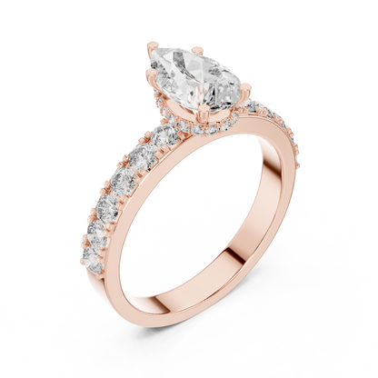 Classic Pear Diamond Ring with Graduated Shoulders