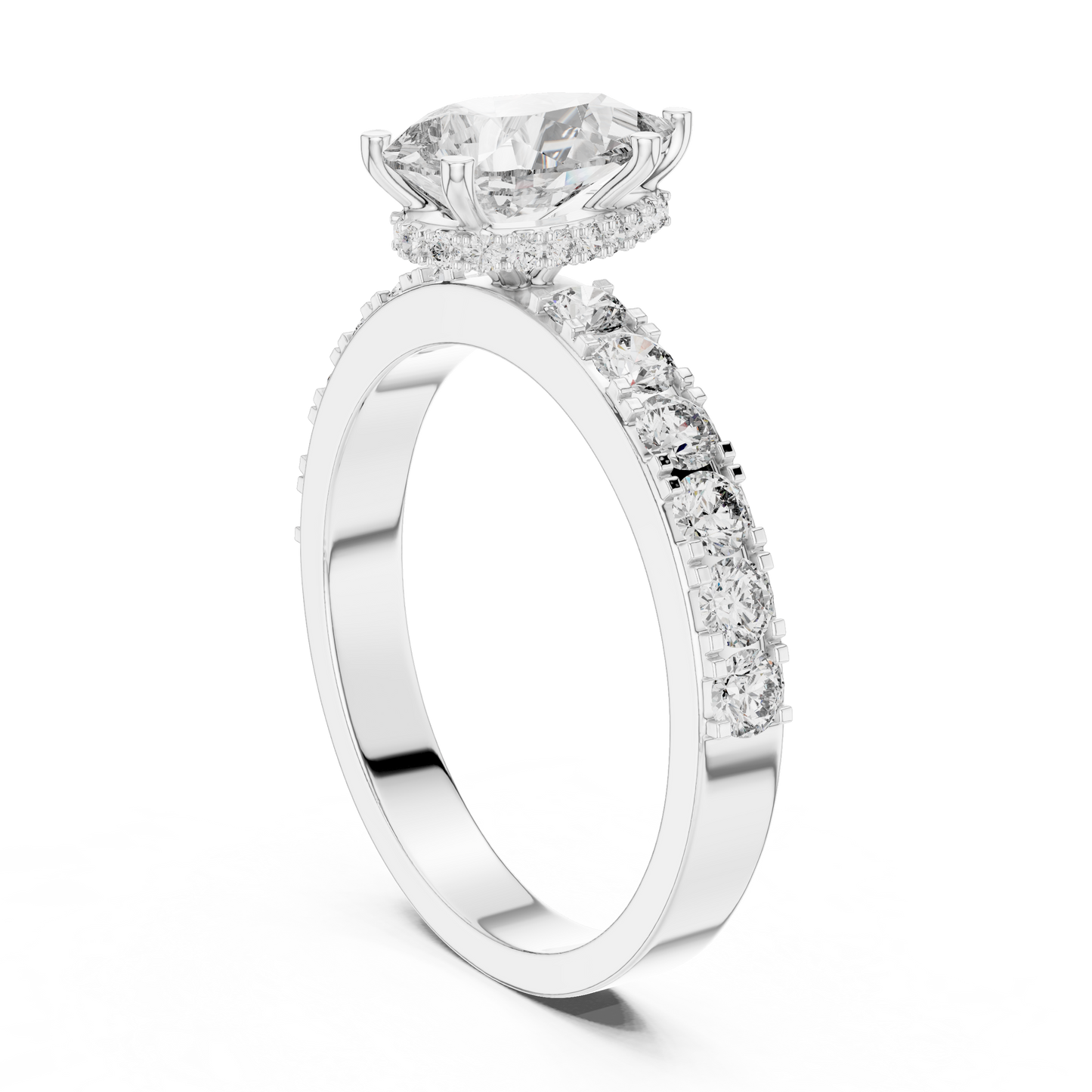 Classic Pear Diamond Ring with Graduated Shoulders