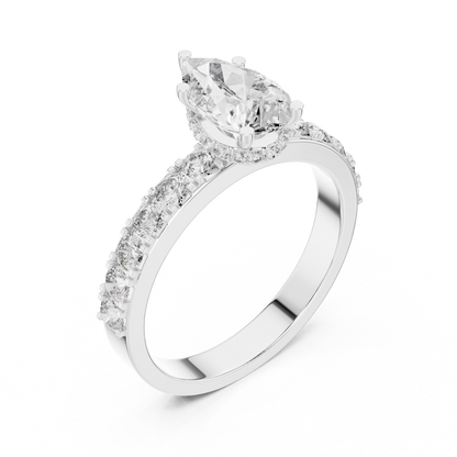 Classic Pear Diamond Ring with Graduated Shoulders