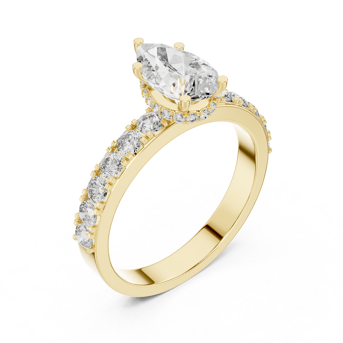 Classic Pear Diamond Ring with Graduated Shoulders