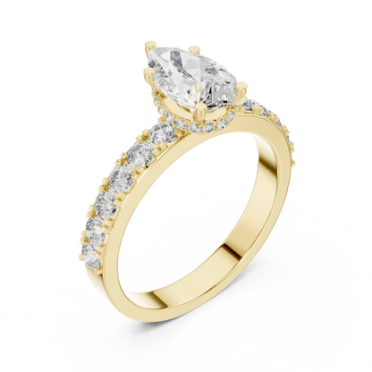 Classic Pear Diamond Ring with Graduated Shoulders