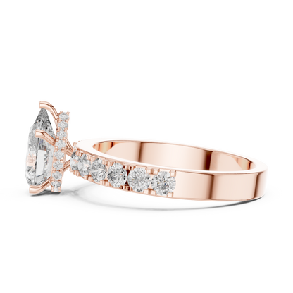Classic Pear Diamond Ring with Graduated Shoulders