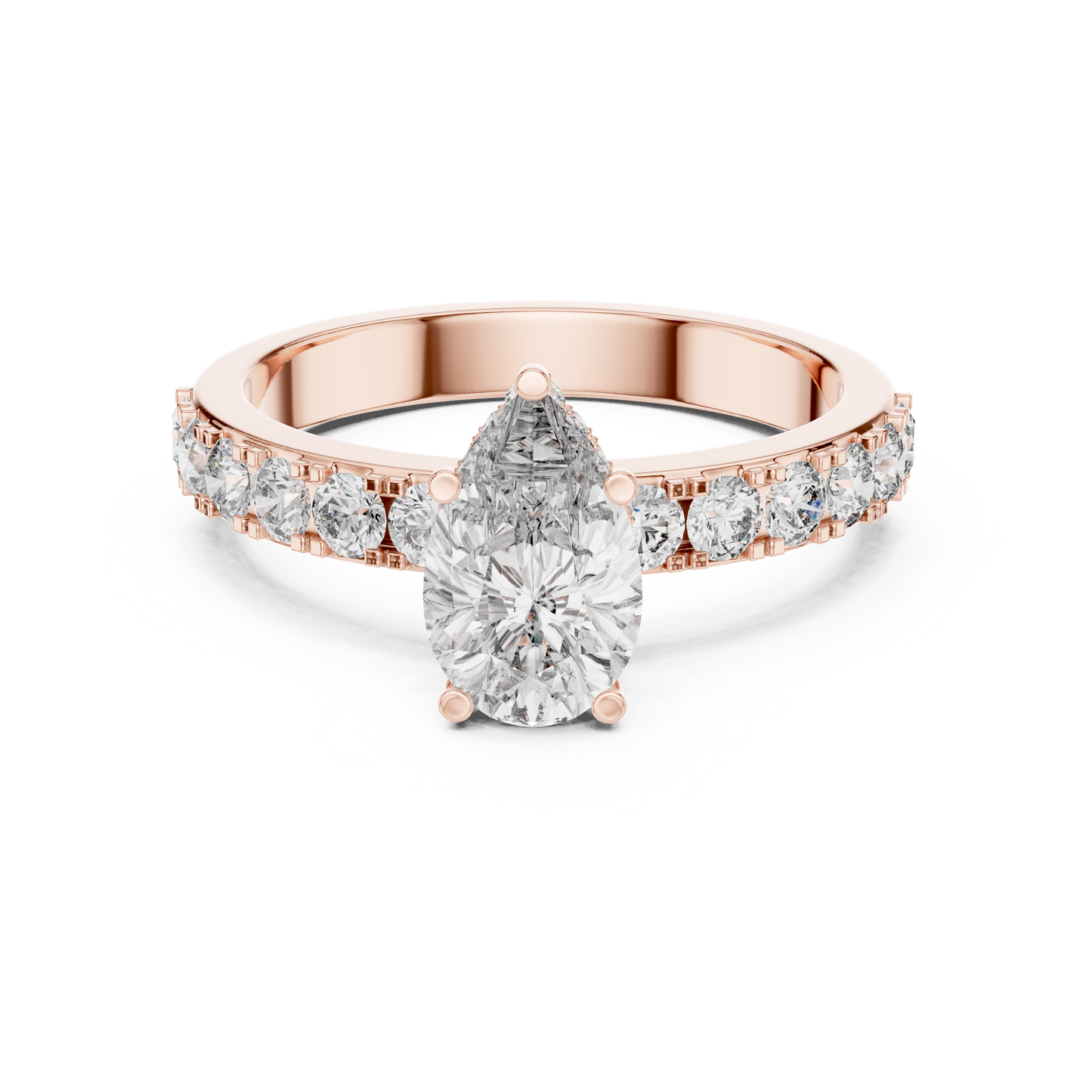 Classic Pear Diamond Ring with Graduated Shoulders