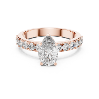 Classic Pear Diamond Ring with Graduated Shoulders