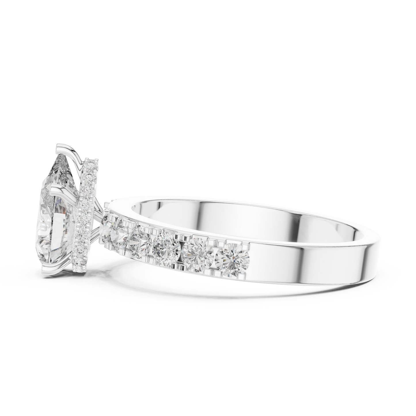 Classic Pear Diamond Ring with Graduated Shoulders