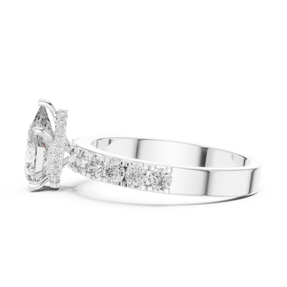 Classic Pear Diamond Ring with Graduated Shoulders
