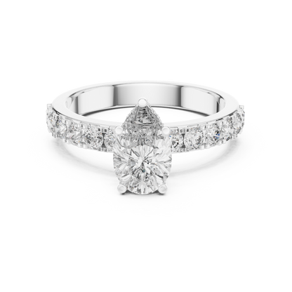 Classic Pear Diamond Ring with Graduated Shoulders