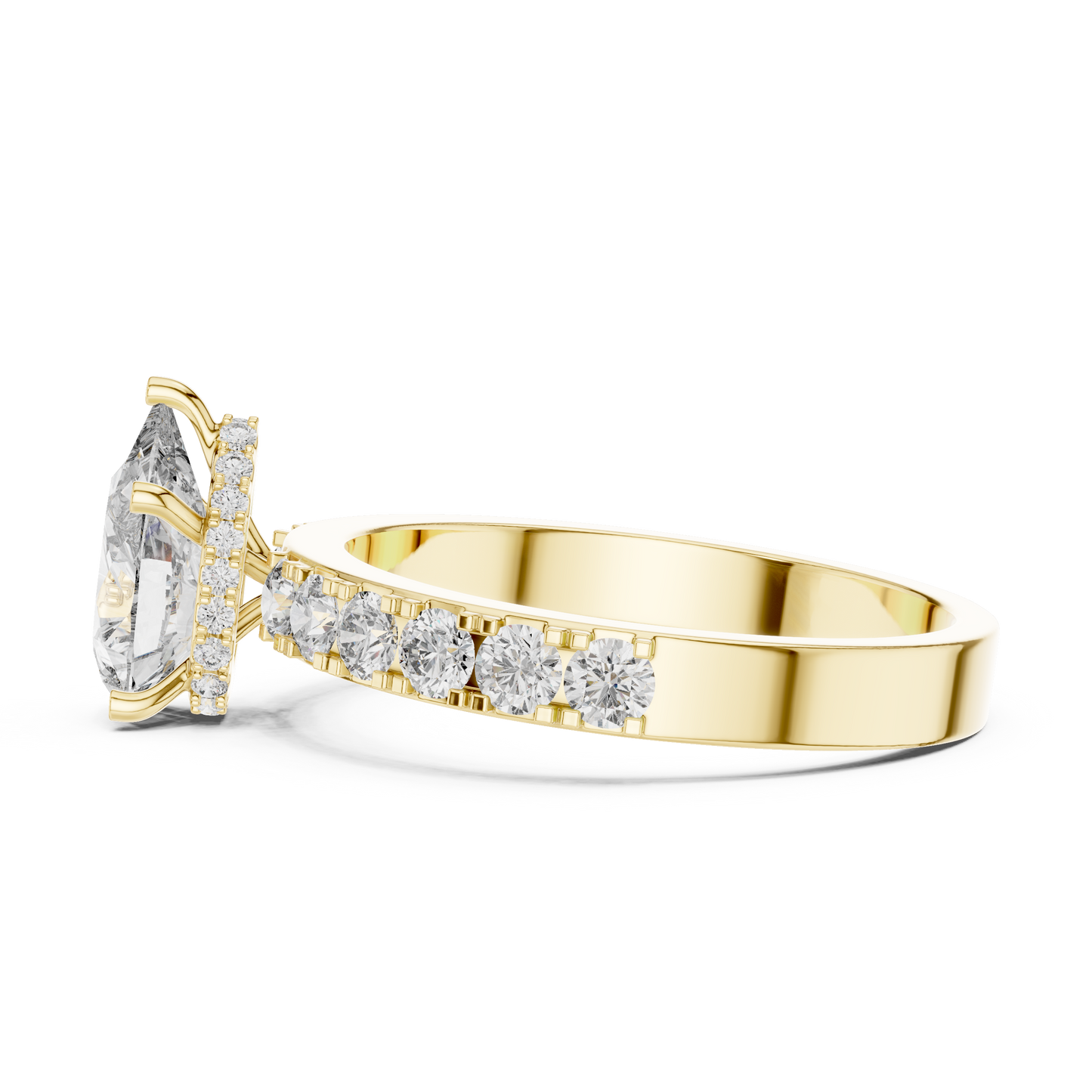 Classic Pear Diamond Ring with Graduated Shoulders