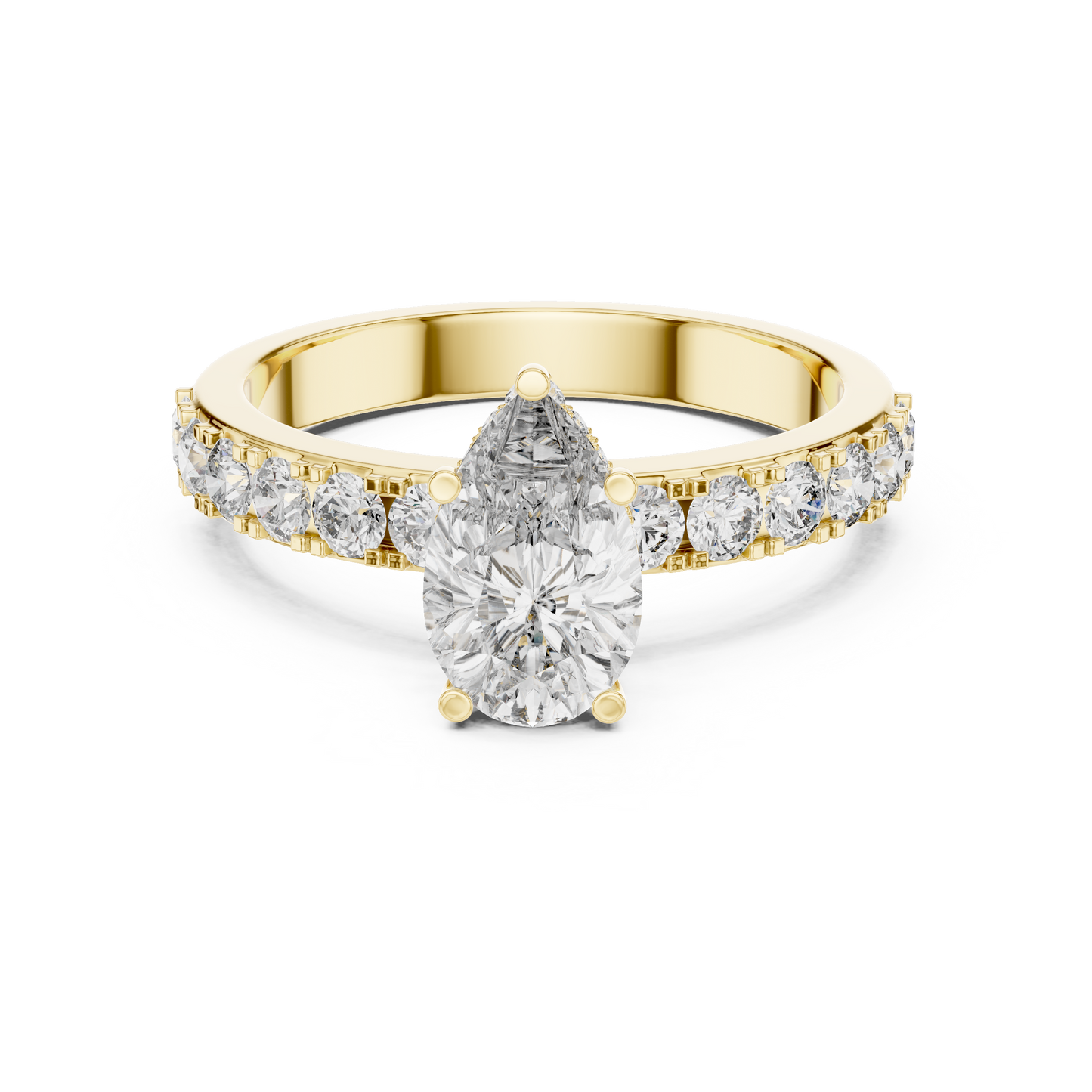 Classic Pear Diamond Ring with Graduated Shoulders