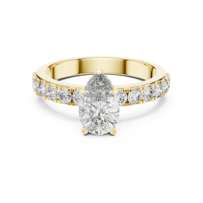 Classic Pear Diamond Ring with Graduated Shoulders