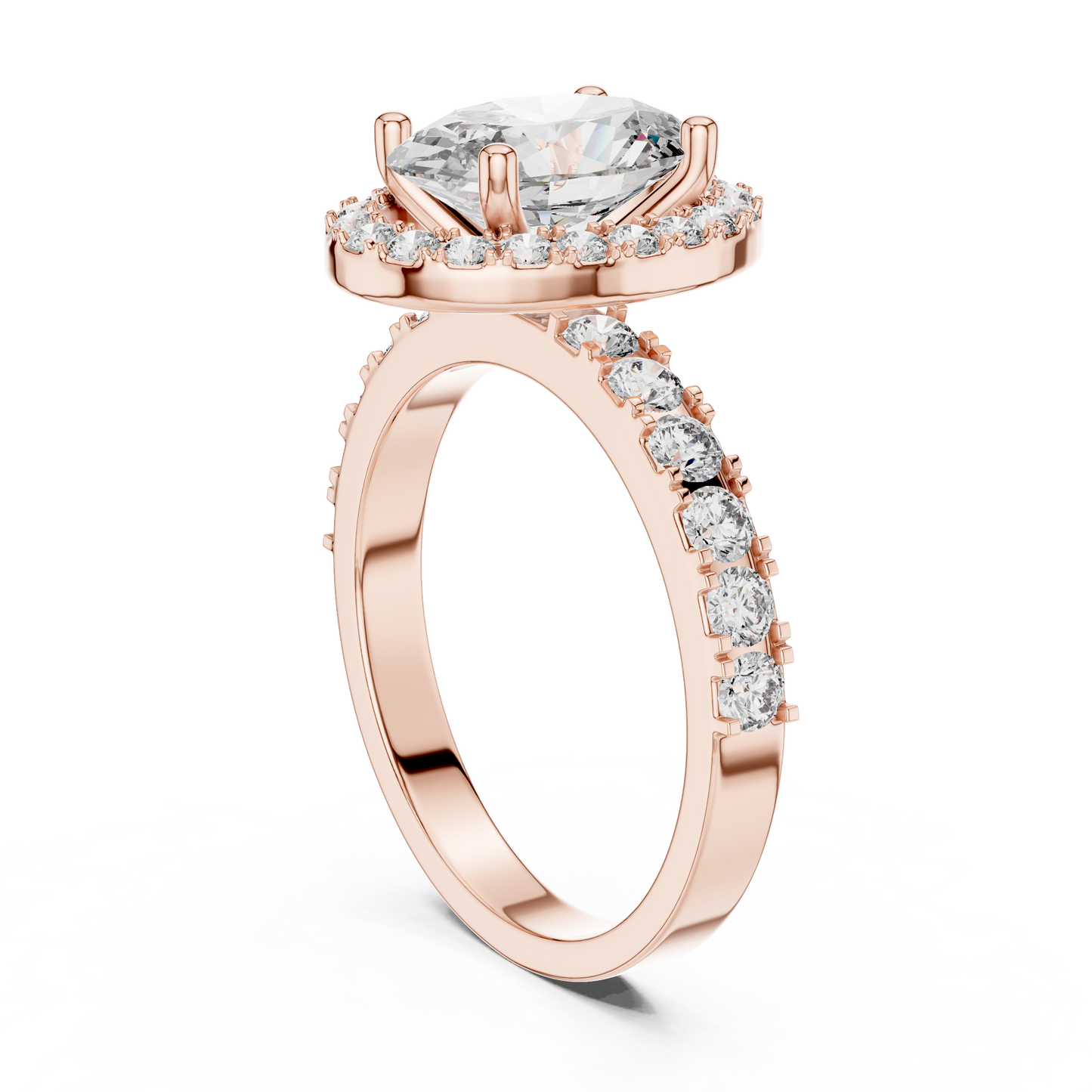 Radiant Oval Halo Pave Diamond Ring