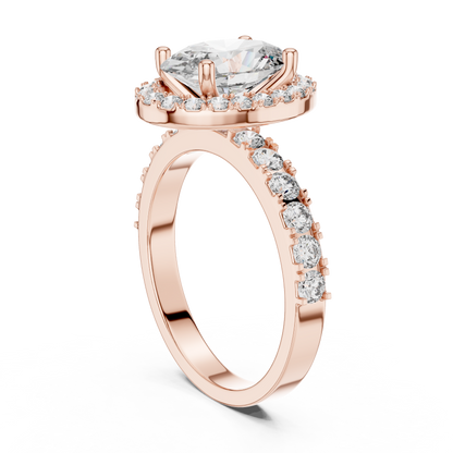 Radiant Oval Halo Pave Diamond Ring