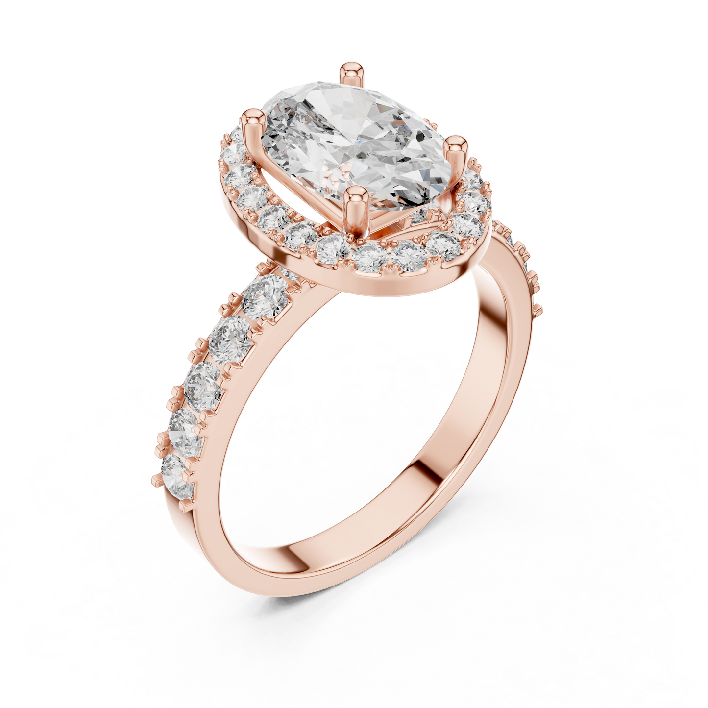 Radiant Oval Halo Pave Diamond Ring