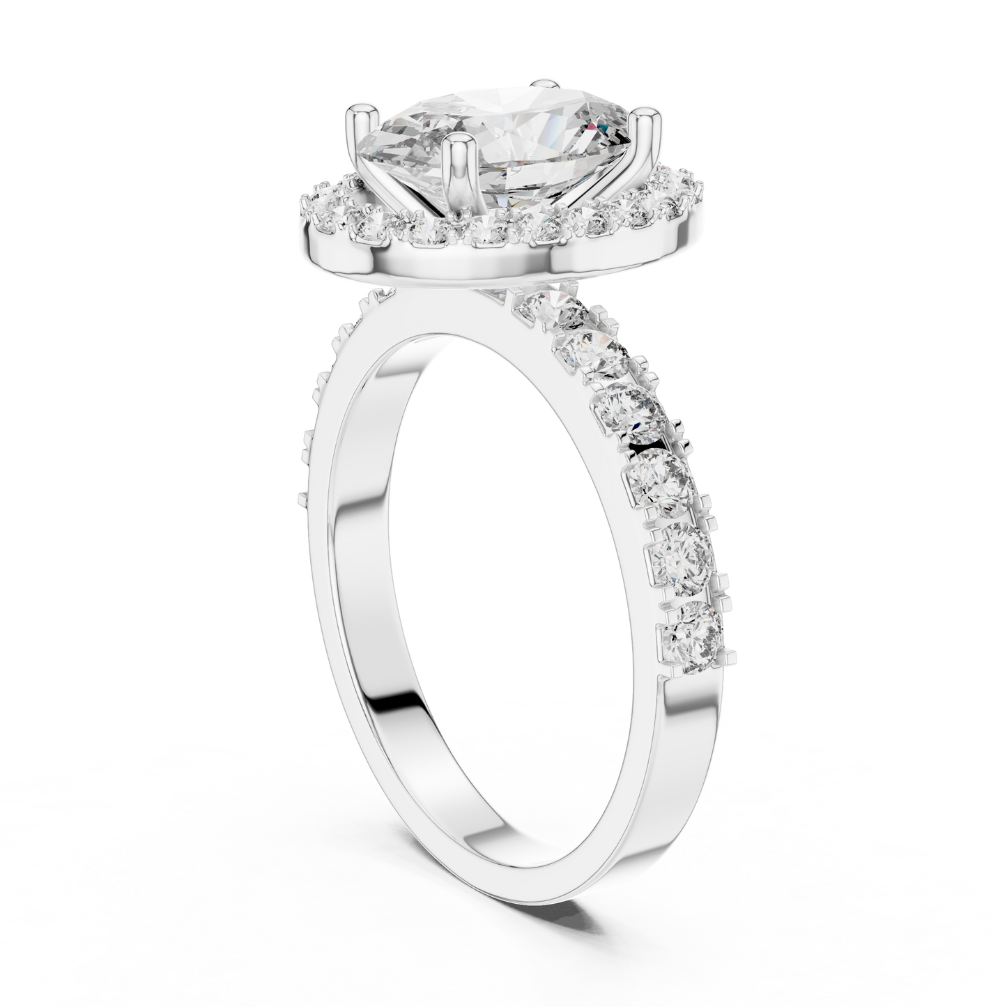 Radiant Oval Halo Pave Diamond Ring